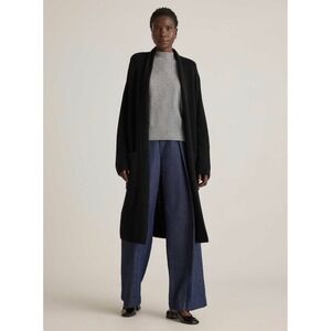 Quince Australian Merino Wool Duster Cardigan Womens XS Black NWT Minimal Luxury